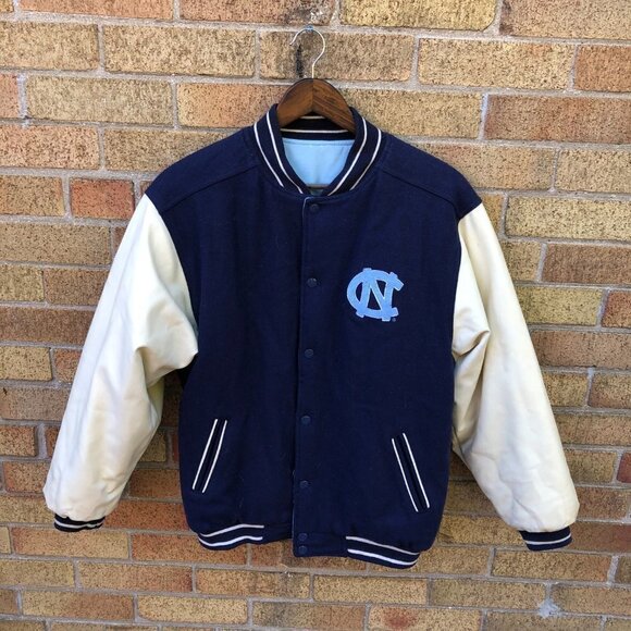Vintage 1996 Mighty Mac Sports Reversible North Carolina UNC Varsity Jacket - Picture 5 of 15